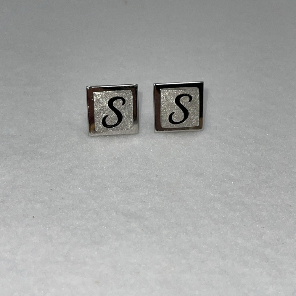 S Monogram Initial Letter Vintage SWANK‎ Cuff Links